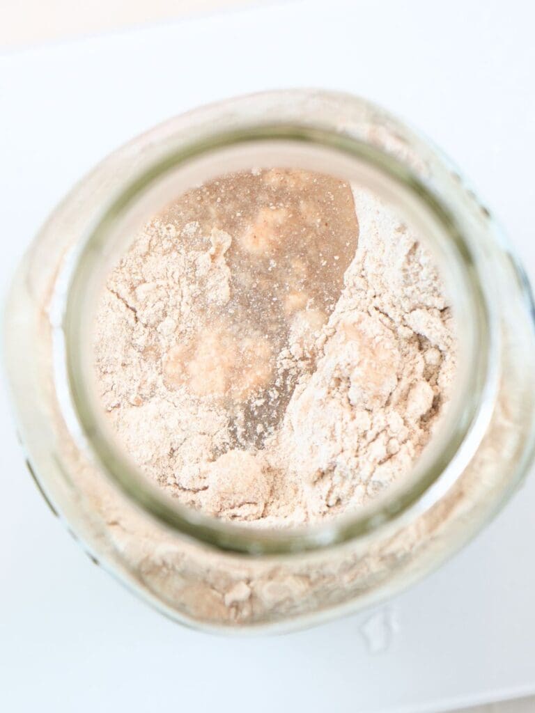 Flour and water in a mason jar.