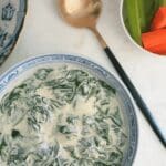 3-ingredient creamed spinach with chopped veggies and sourdough buns