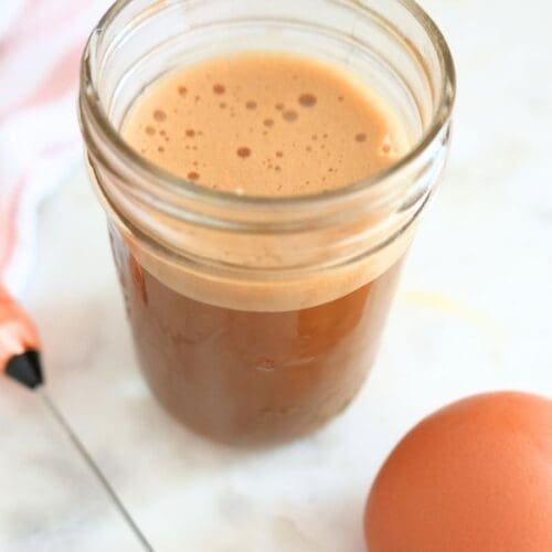 Egg yolk coffee, egg, and milk frother.