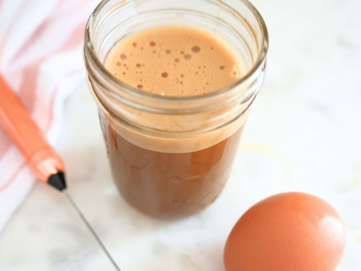 Egg yolk coffee, egg, and milk frother.