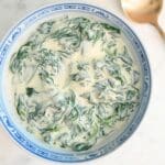 A bowl filled with 3-ingredient creamed spinach.
