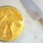 Homemade French mayonnaise in small jar