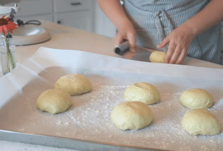 Dough balls on baking sheet