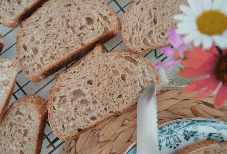Sliced sourdough bread