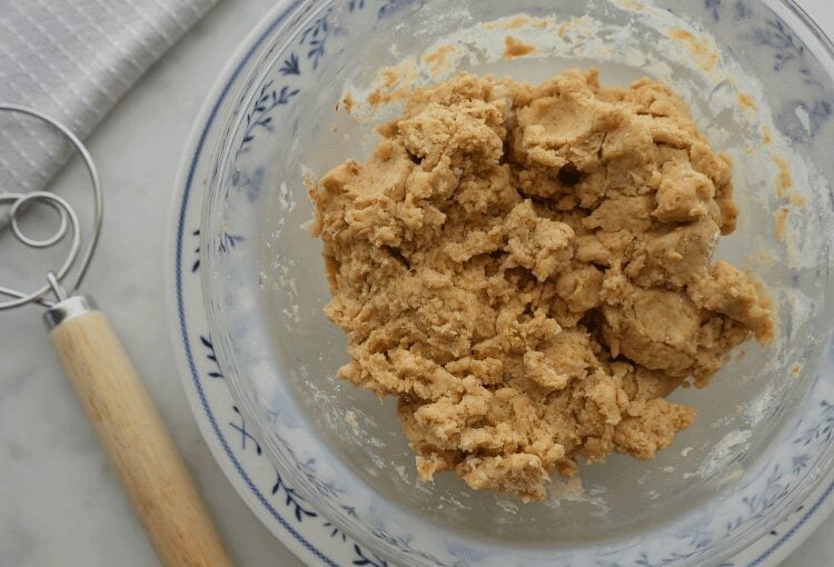 Flour mixture in mixing bowl