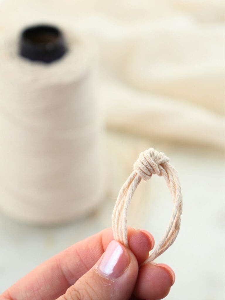Butchers twine knotted in the middle.