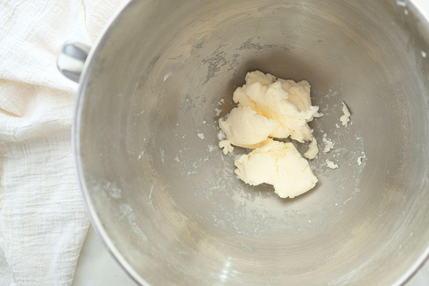 Butter rum icing in stand mixer bowl