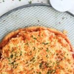 Fresh-milled flour pizza on pizza tray
