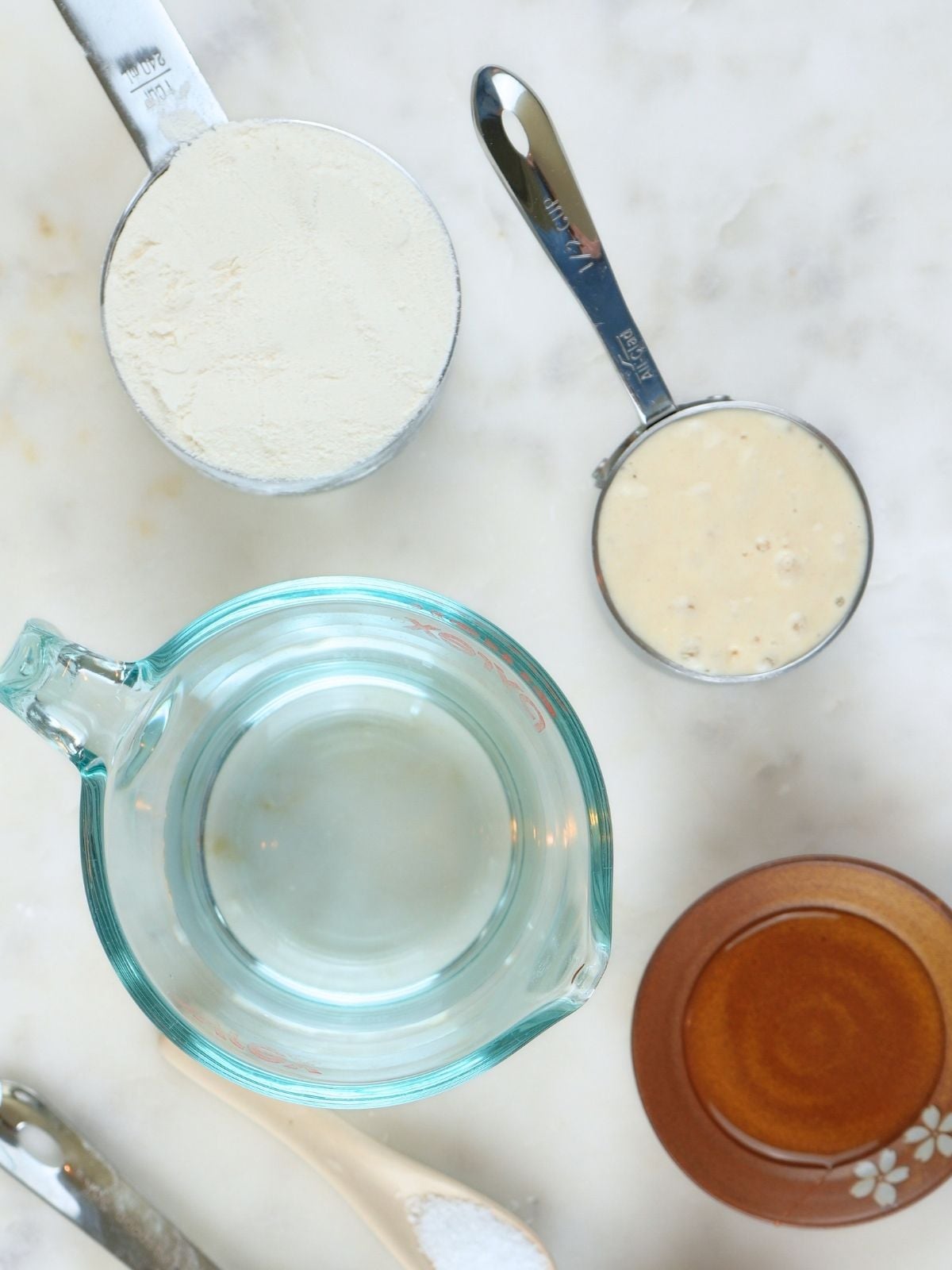 Baking ingredients on a counter.