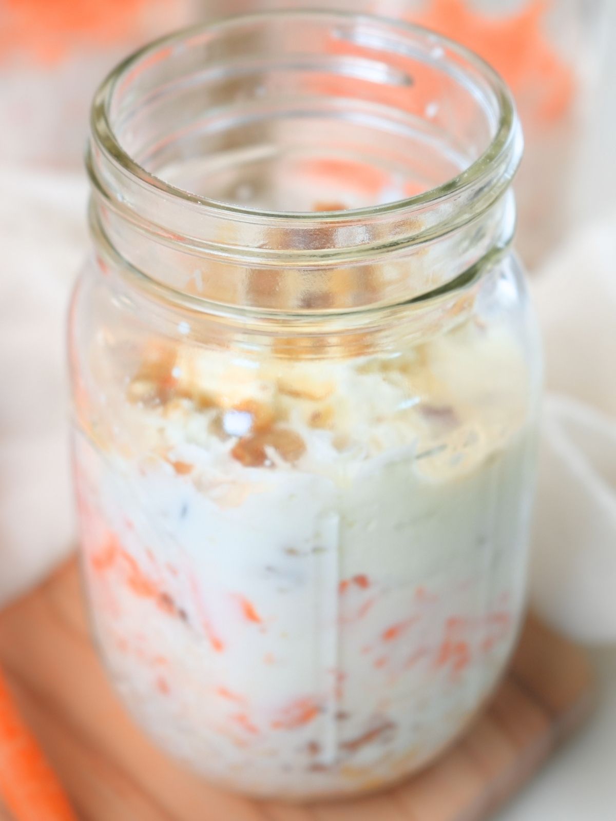 Carrot cake overnight oats ingredients in a mason jar.