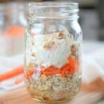 Oat mixture and yogurt in a mason jar