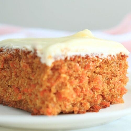 Sourdough carrot cake on a plate.
