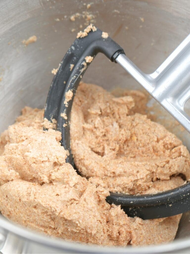 Fresh-milled sourdough sandwich bread ingredients combined.