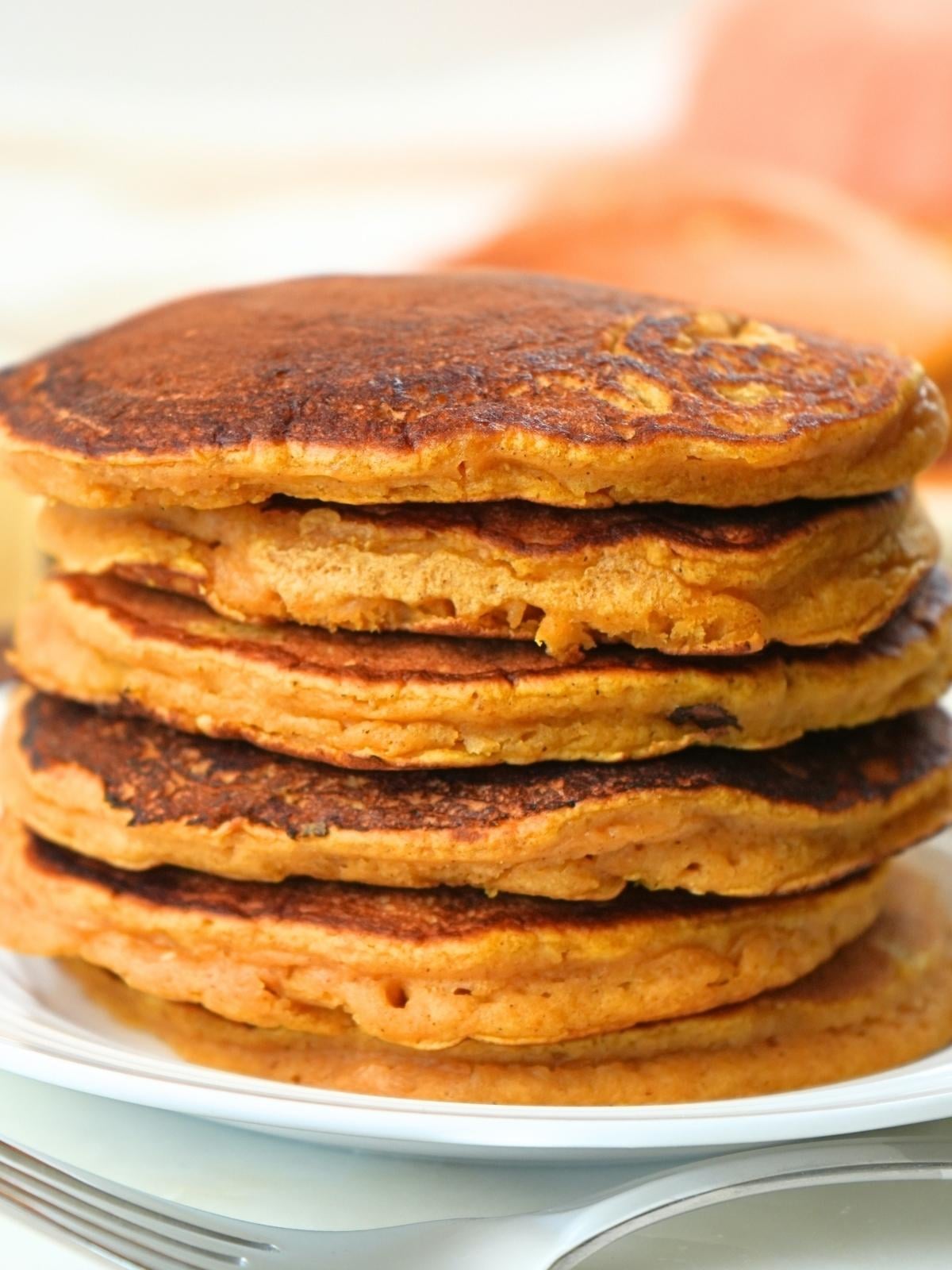 A stack of pumpkin spice pancakes.