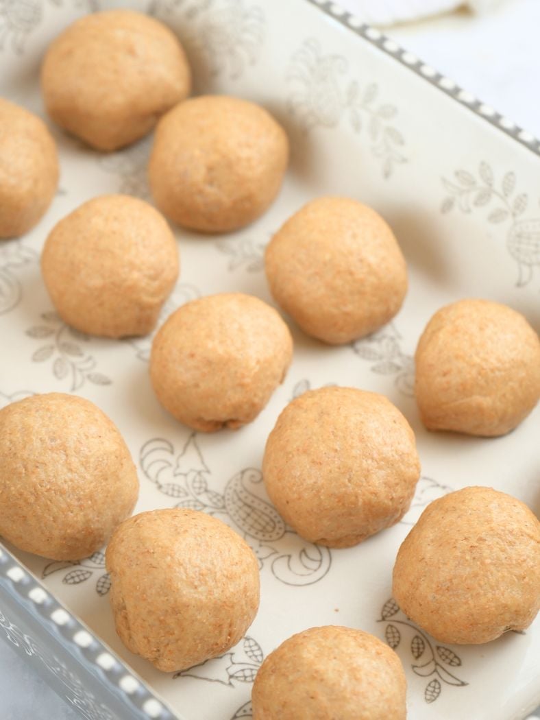 Dough balls proofing a baking dish