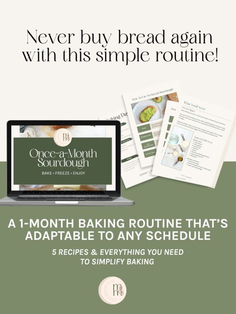 A graphic showing the once-a-month sourdough Ebook on devices.