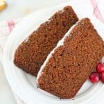 Overhead of fresh-milled gingerbread slices
