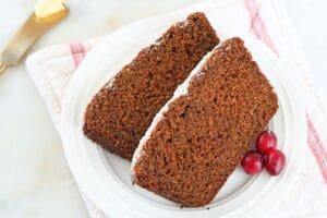 Overhead of fresh-milled gingerbread slices