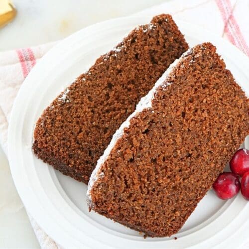 Overhead of fresh-milled gingerbread slices