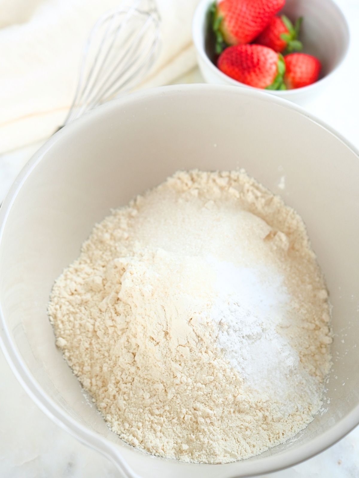 Dry ingredients in a mixing bowl