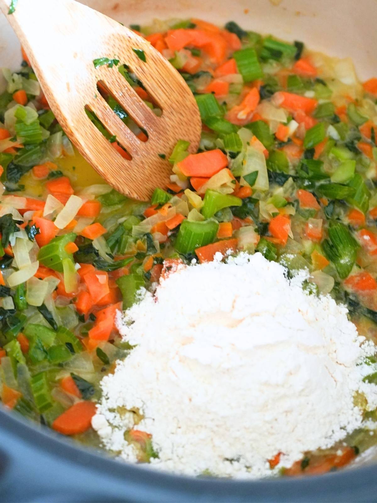 Flour on sautéd veggies.