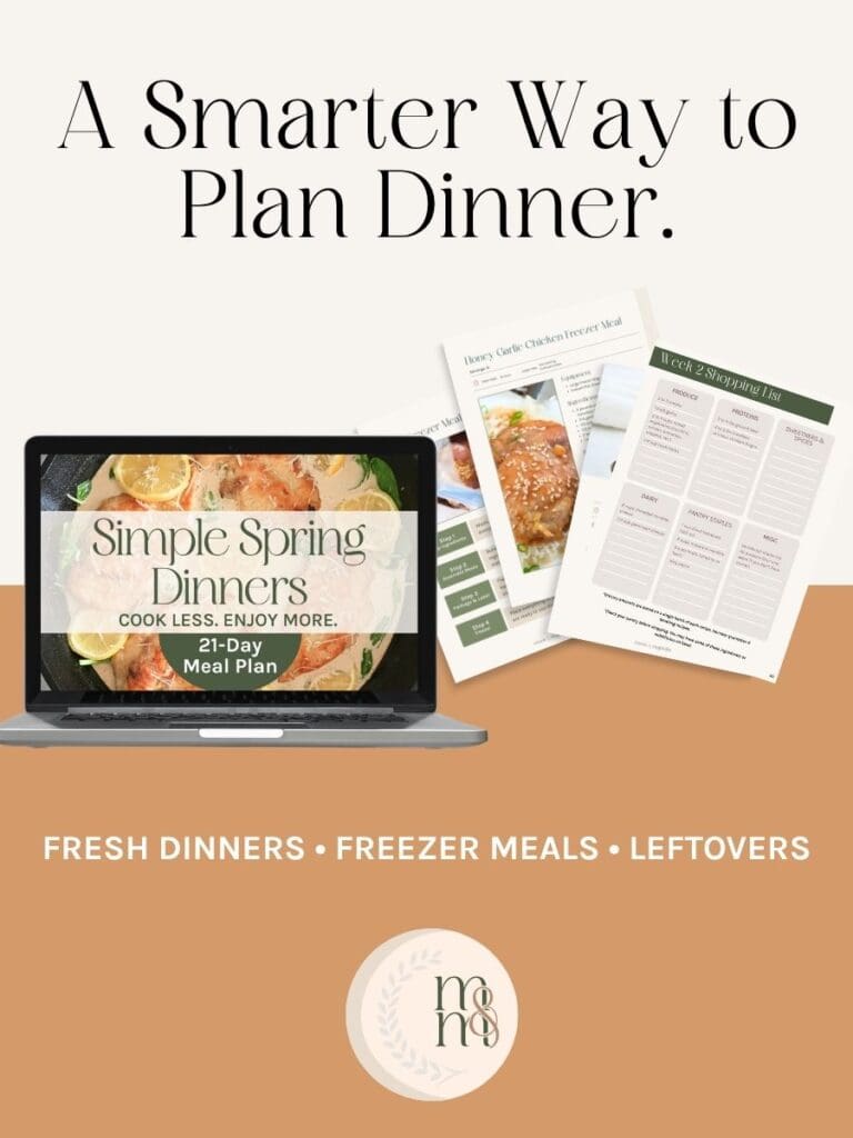 Mockups of spring meal plan ebook on digital devices.