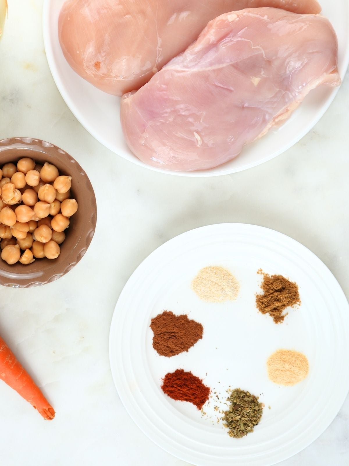 Ingredients on a countertop.