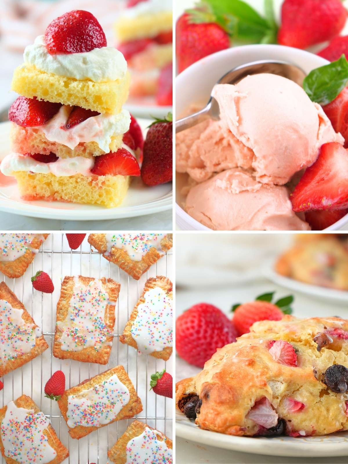 A collage of easy strawberry dessert recipes