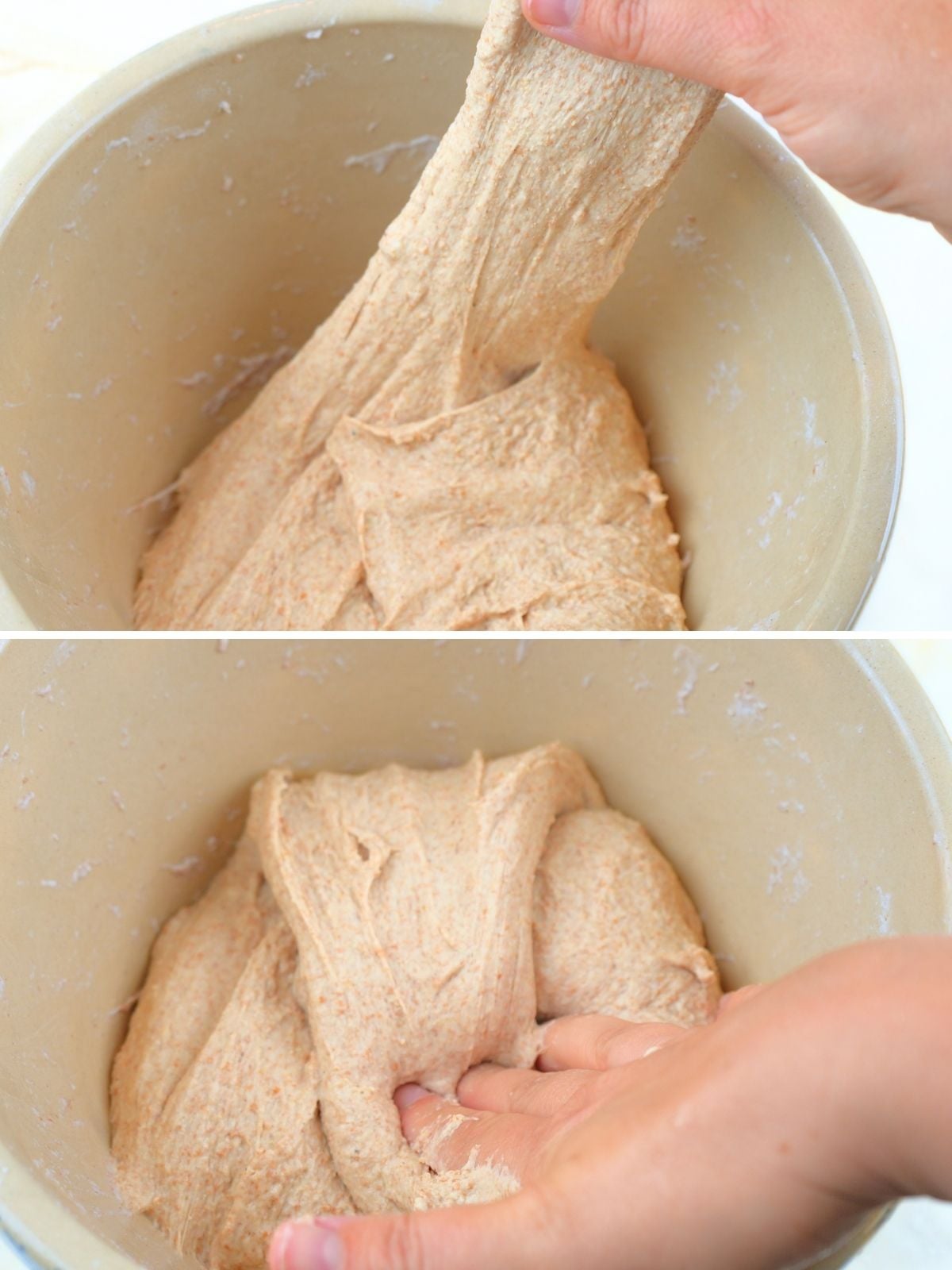 A hand showing stretch and folds.