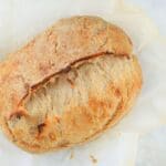 Sourdough croissant bread on parchment paper.