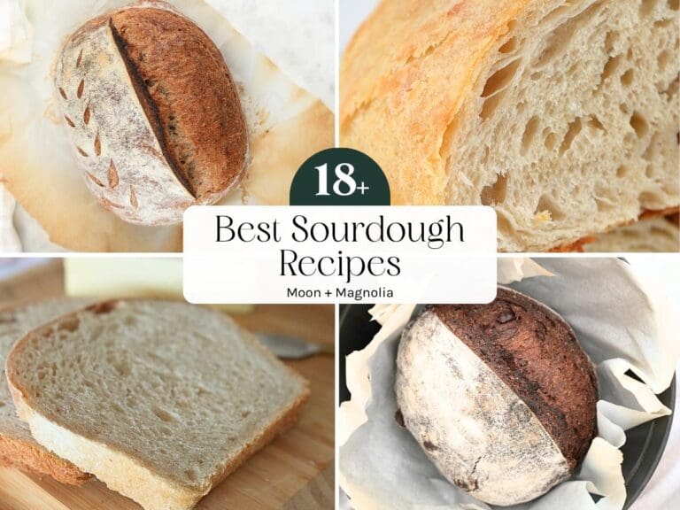 Varying types of sourdough in a collage.