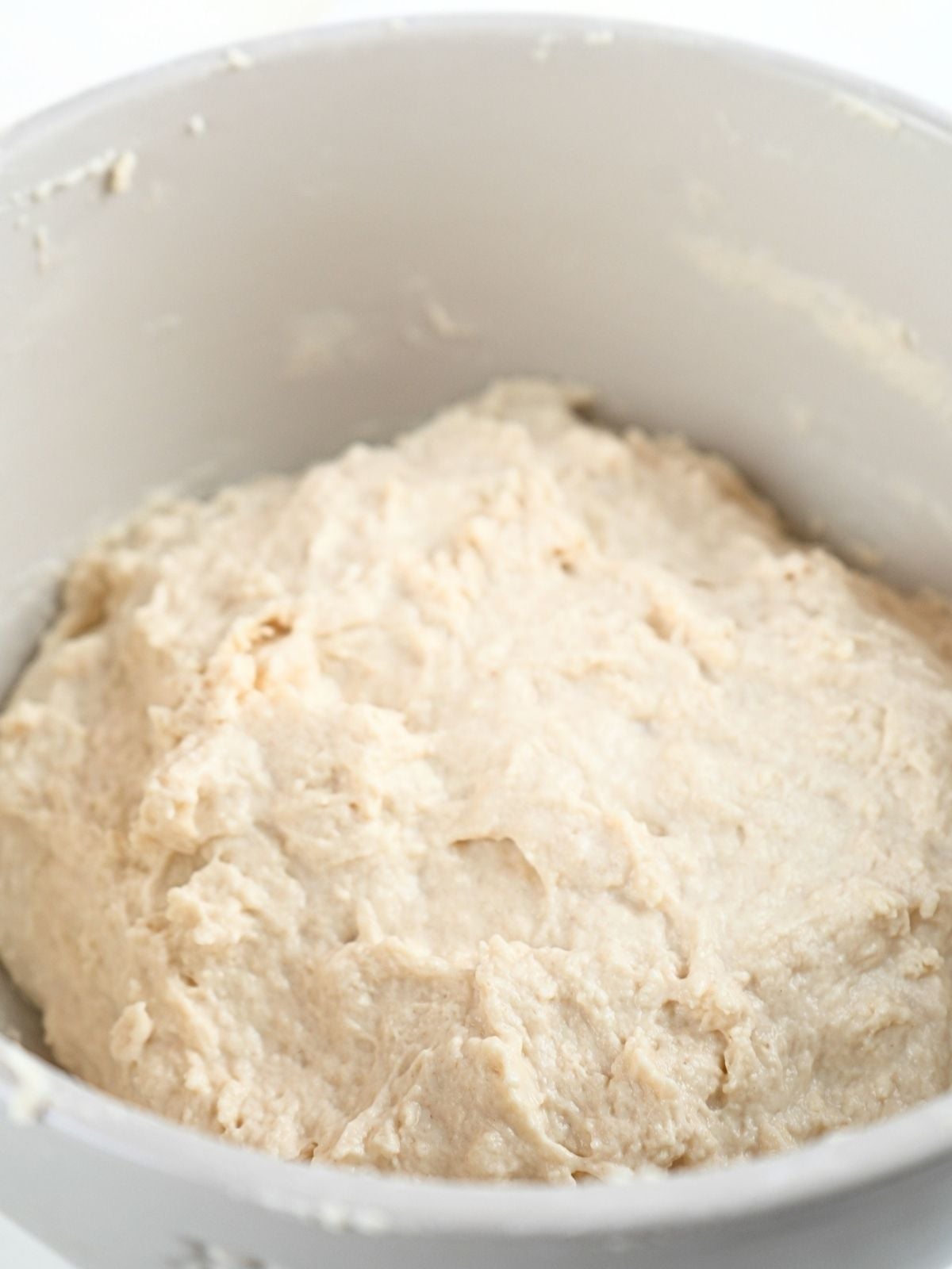 Dough in a mixing bowl.